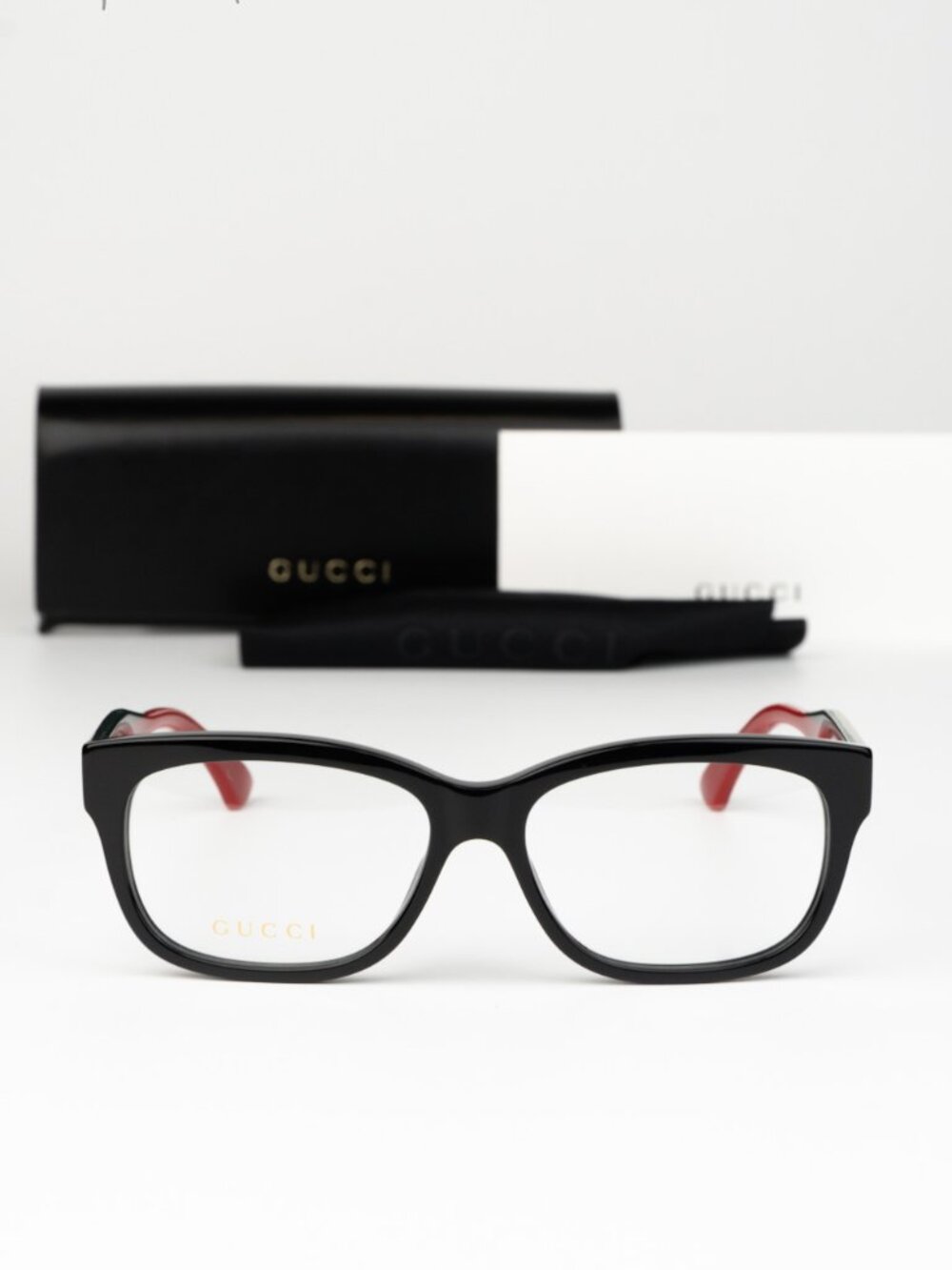 Gucci Men Eyeglasses Black Green Demo Rectangle GG0278ON 011 NEW AUTHENTIC
